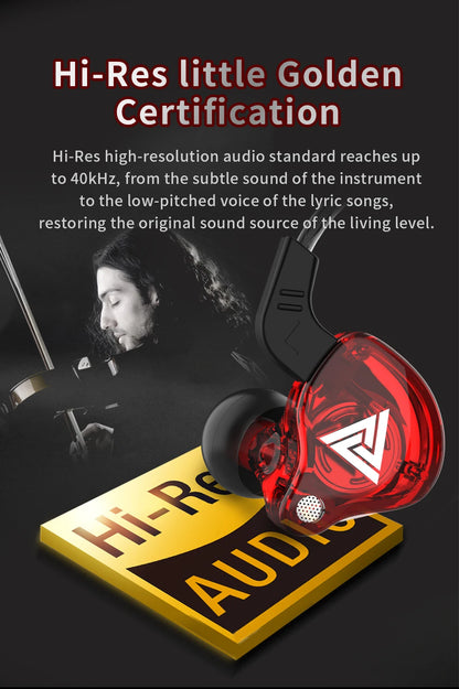 QKZ AK6 In-Ear Earphones - 6 Dynamic Drivers, Stereo Headphones with Mic, Sports HIFI Subwoofer Monitor Earbuds