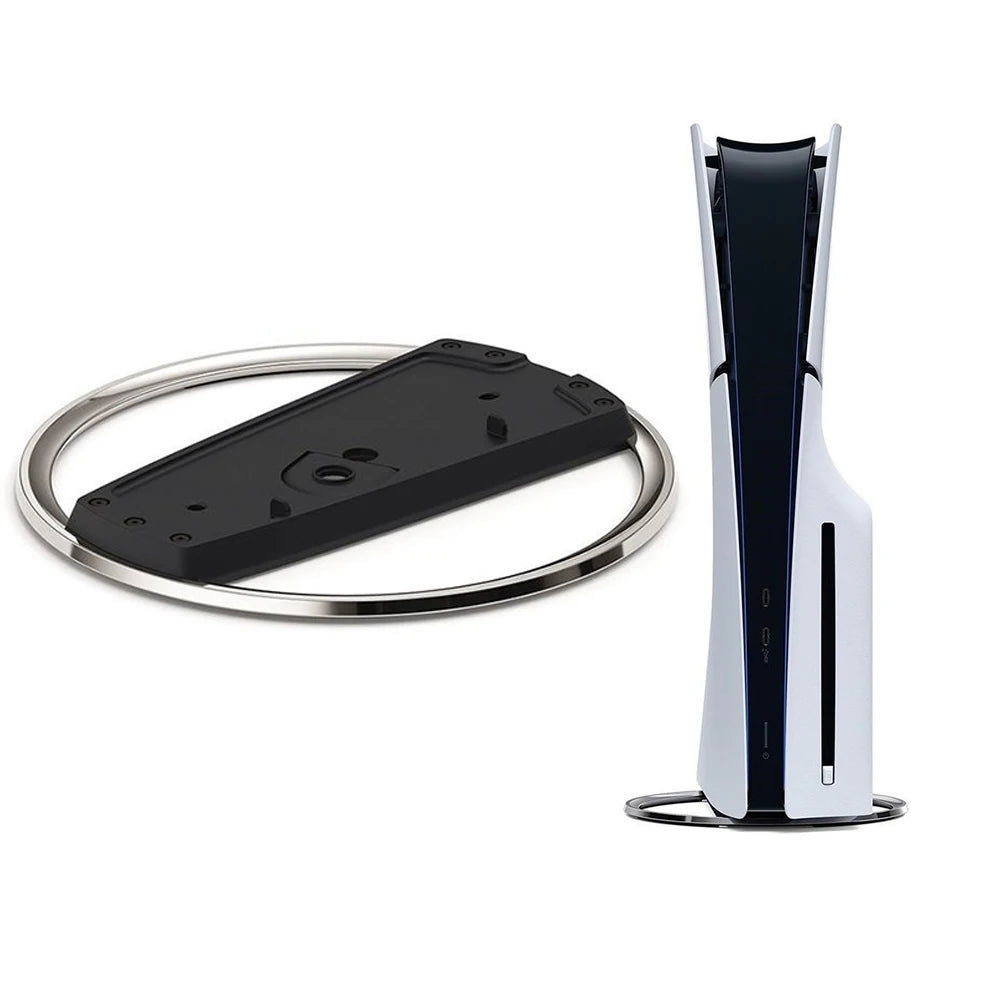 Portable Metal Vertical Stand for PS5 and PS5 Slim - Anti-Slip Base Holder for Digital Disk and Game Console Versions of PlayStation 5