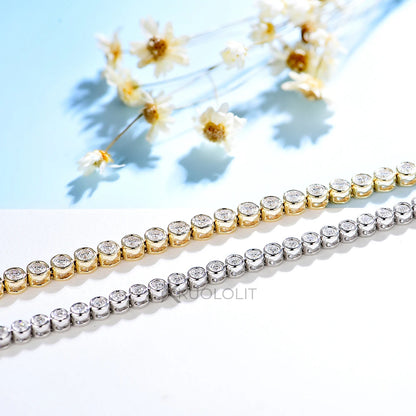 Kuololit Bezel Set Moissanite Tennis Bracelet – Solid 14K/10K/925 Silver, Round D VVS1 for Women, Engagement & Christmas Jewelry