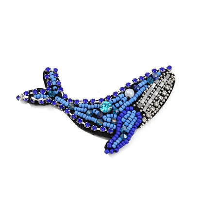 3D Marine Animal Patches - Handmade Beaded Seahorse Starfish Crab DIY Sewing Accessories for Clothing Decor