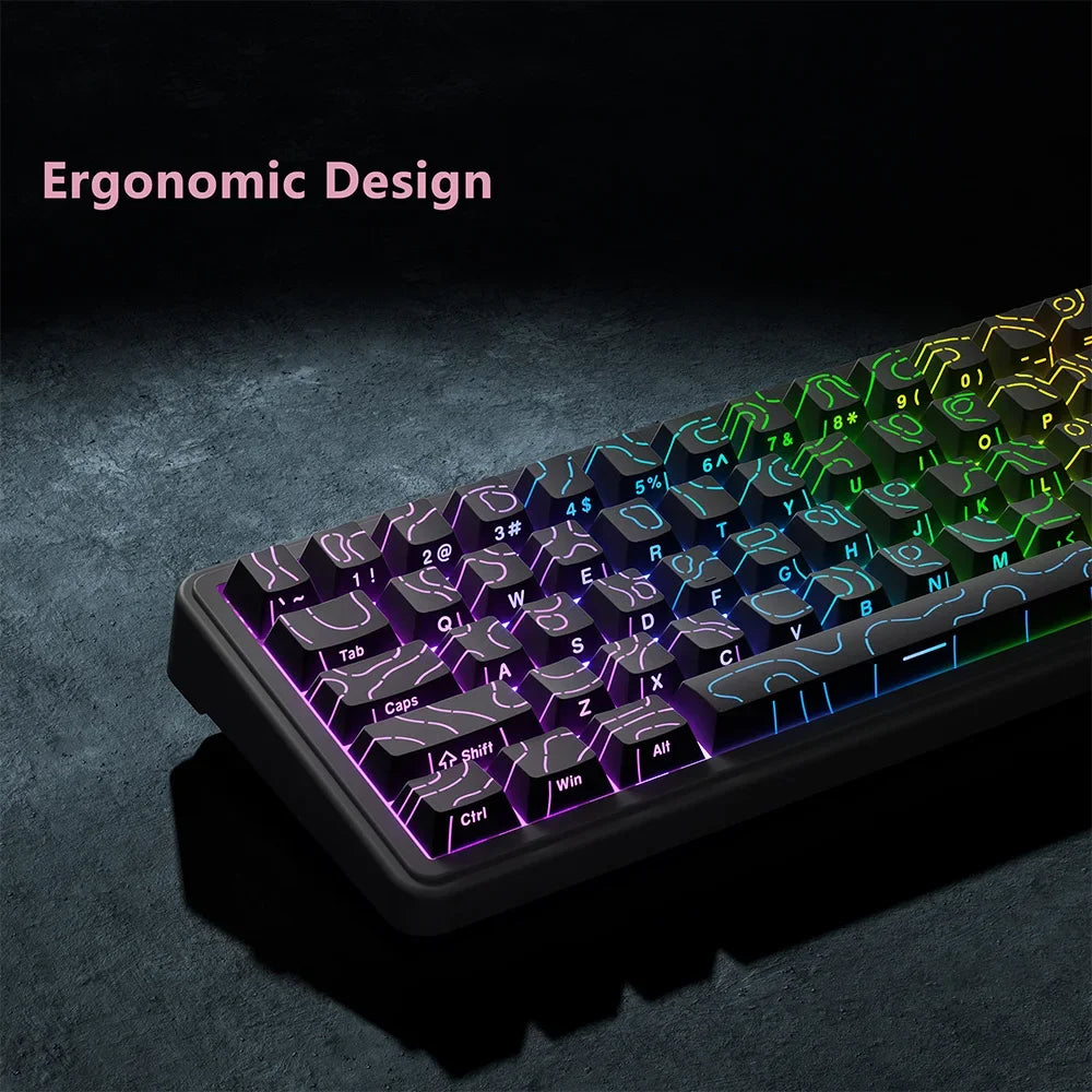 Topographic Keycaps 4.0 Version - 98 Key PBT Cherry Profile Shine Through Side Print Backlit Mechanical Keyboard Caps