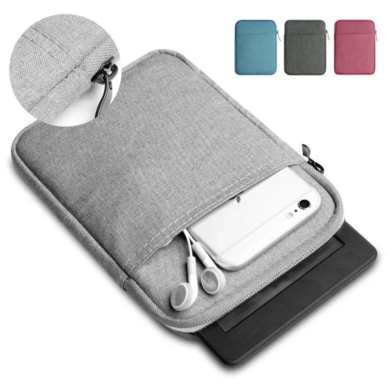 Soft Protective E-Book Sleeve Bag — 6" Case for Kindle Paperwhite 1/2/3/4 & Kobo Clara HD