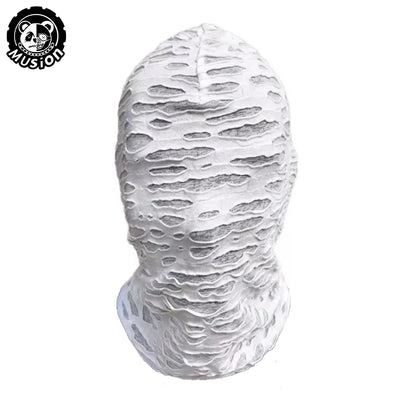 Musion Gothic Punk Face Mask - Distressed Ripped Design Windproof Cover for Skiing, Cycling & Street Style