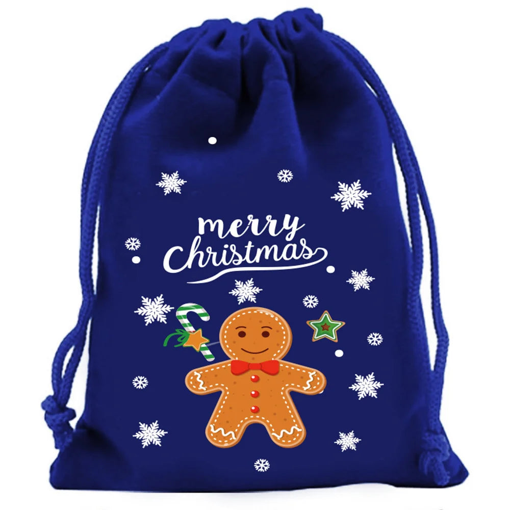 2025 Christmas Velvet Drawstring Bags – Red & Green Candy, Gift, Party, and Biscuit Storage Pouches