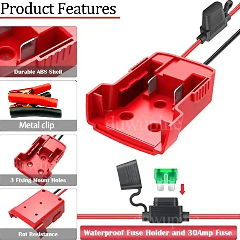 Car Emergency Power Starter Adapter - 18V Lithium Battery Jump Starter Connector for Bosch Makita Milwaukee Dewalt
