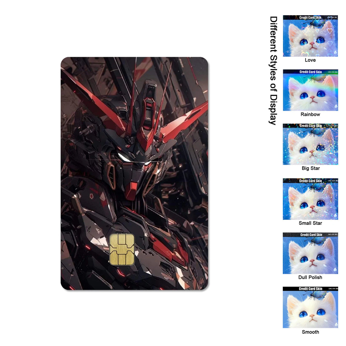 Gundam RX-78-2 & ZGMF-X19A Card Stickers - 2.5D HD Matte Waterproof PVC Skins for Credit and Debit Cards