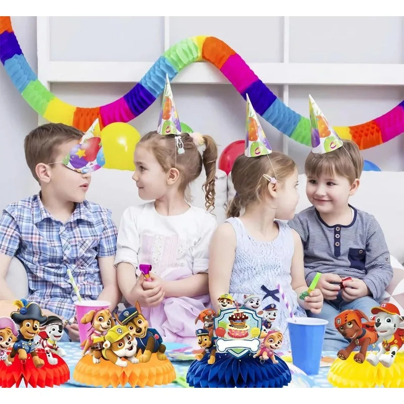 9Pcs Paw Patrol Honeycomb Table Top Decorations – Jungle Birthday Party Decor Set for Kids & Baby Shower Supplies