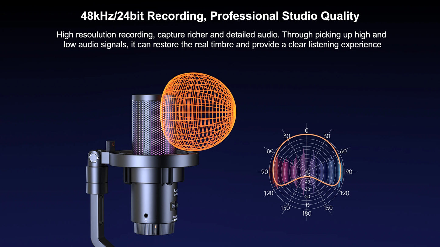 COMICA Uni Pro Wireless USB Gaming Microphone – Noise-Canceling Condenser Mic with RGB Lights for PC, Laptop & Smartphone