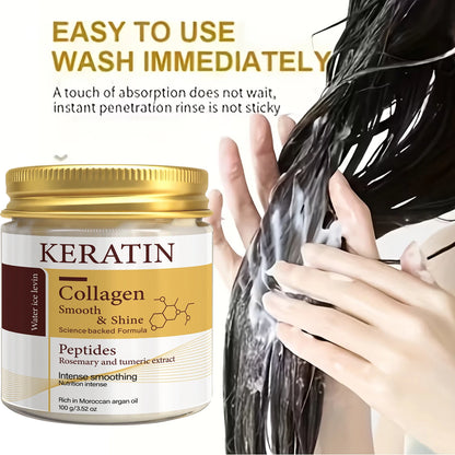 Keratin Collagen Hair Mask - Peptide & Rosemary Deep Conditioning Treatment for Smoothing, Shine & Hair Repair