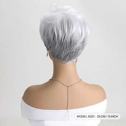 Short Natural Straight White Wig for Women – Heat-Resistant Daily & Party Wig