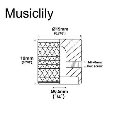 Musiclily Pro Steel Guitar Knobs - 1/4 Inch Fine Knurled Flat Top Control Knobs with Set Screws for Bass & Electric Guitar