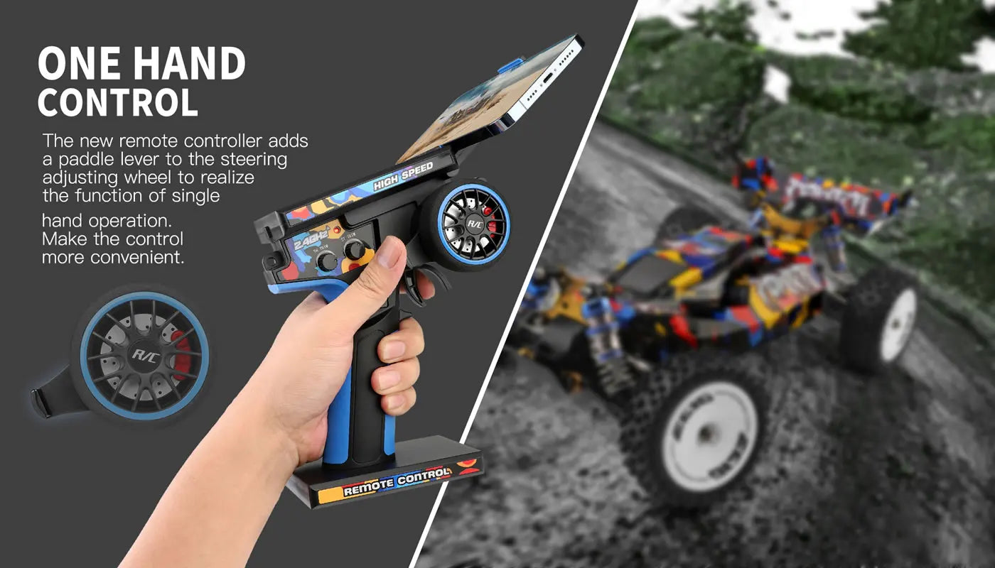 New WLtoys 124007 1/12 Brushless RC Car — 4WD 75KM/H Off-Road Drift with 2.4G One-Hand Remote, Racing Toy for Kids & Boys Gift