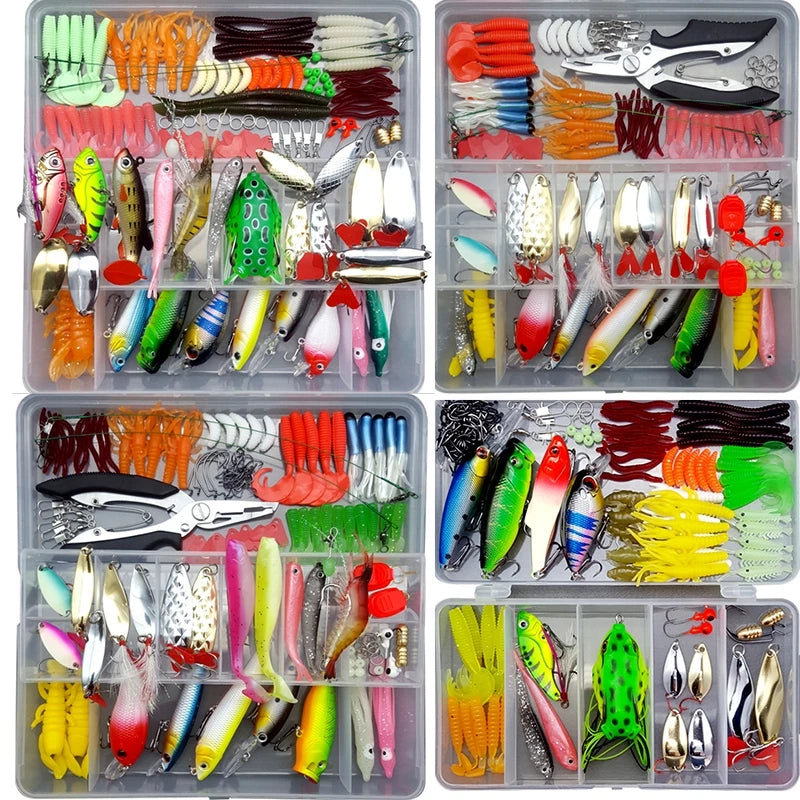 Fishing Lure Kit with Soft & Hard Baits – Minnow, Metal Jig Spoon & Crankbait Set for Bass & Pike Fishing with Storage Box Tackle Gear Kit