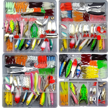Fishing Lure Kit with Soft & Hard Baits – Minnow, Metal Jig Spoon & Crankbait Set for Bass & Pike Fishing with Storage Box Tackle Gear Kit