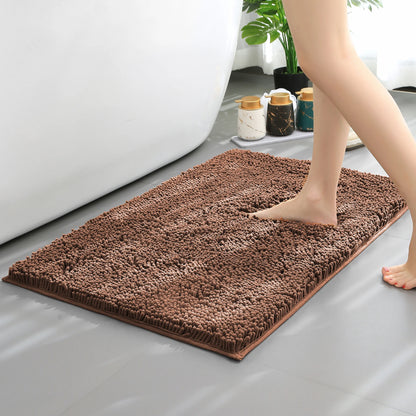 Chenille Long-Haired Bath Mat – Absorbent Bathroom Floor Mat for Tub, Living Room, and Entrance Foot Pad