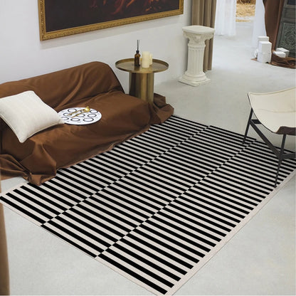 Light Luxury Black & White Plaid Rug — Fluffy Soft Carpet for Bedroom, Living Room, Study, and Home Decor