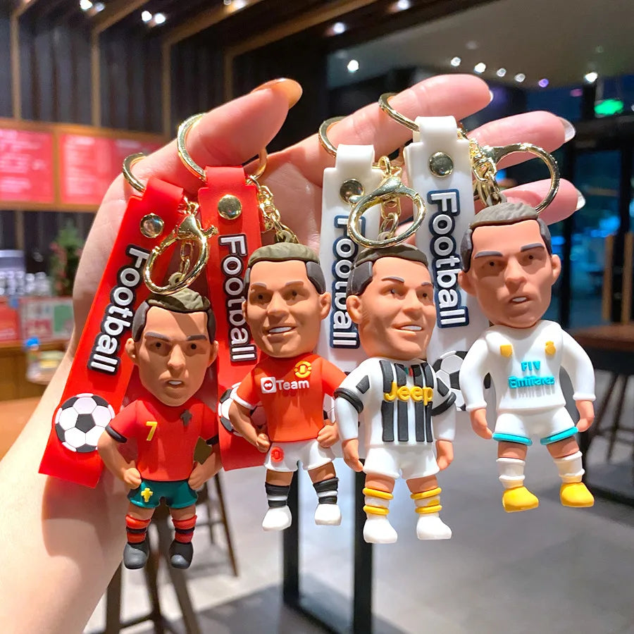 Creative Cartoon CR7 Football Keychain – Cute Cristiano Ronaldo Penalty Kick Bag Charm for Men & Women