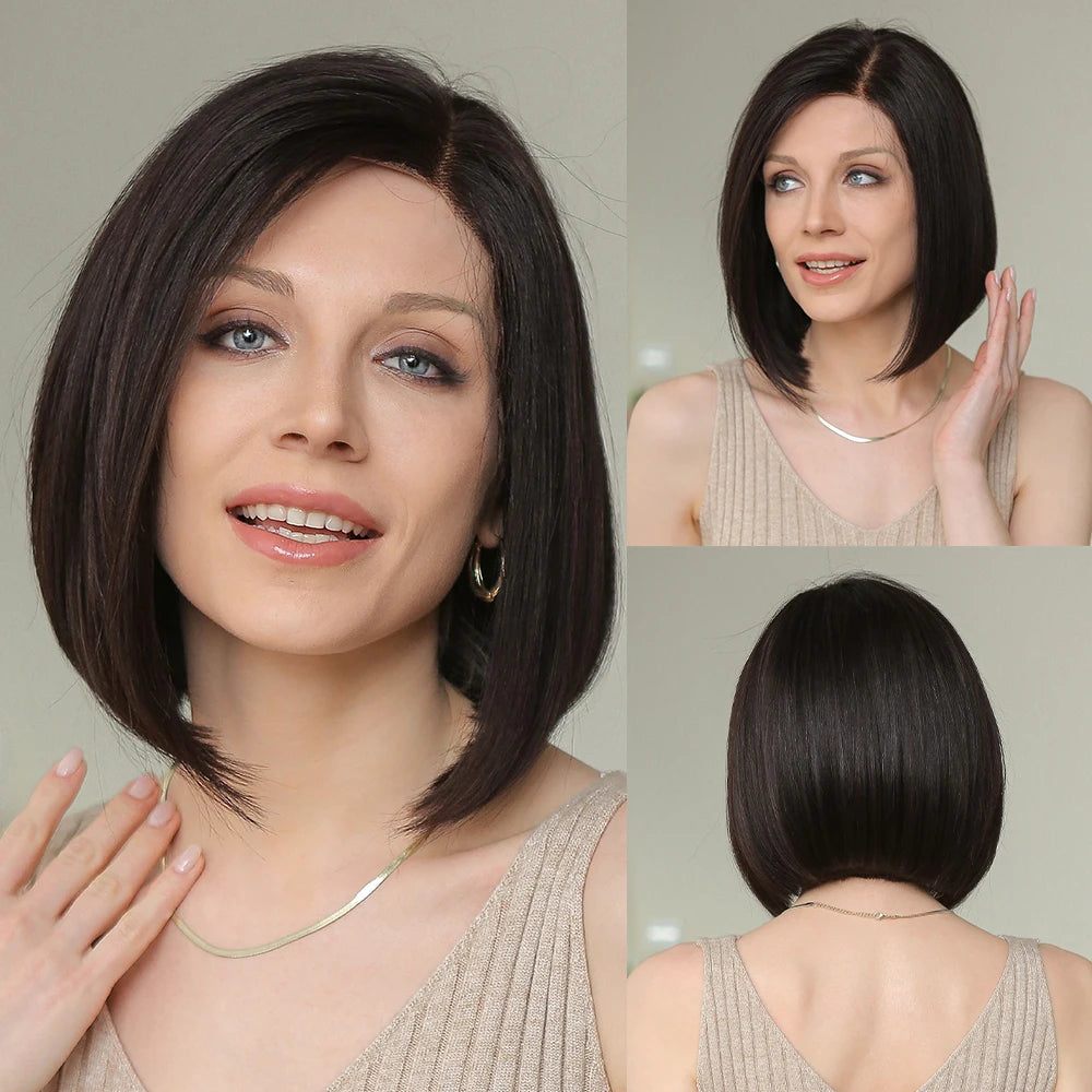 Brown Blonde Mixed Ombre Lace Front Wig – Short Wavy Bob Golden Blonde Remy Human Hair for White Women Daily Use