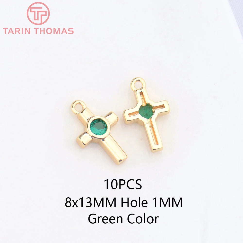 24K Champagne Gold Cross Charms - Small Brass DIY Jewelry Pendants & Craft Accessories