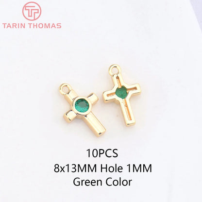 24K Champagne Gold Cross Charms - Small Brass DIY Jewelry Pendants & Craft Accessories