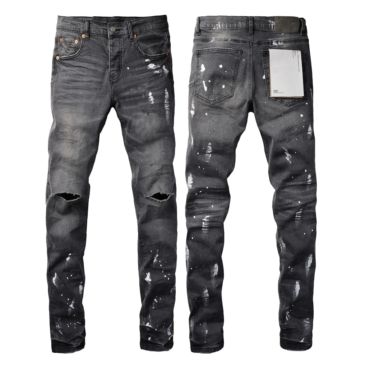 2025 Men’s High Street Ripped Skinny Jeans — Low Rise Blue Distressed Denim Fashion Repair Trousers 9003