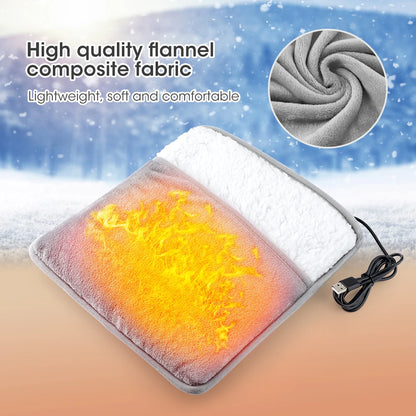 USB-Charged Electric Foot Heating Pad: Soft Plush, Washable Foot Warmer for Improved Sleep and Cozy Feet in Winter