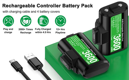 BEBONCOOL 2x3600mWh Rechargeable Batteries for Xbox One & Series S/X Controllers | Xbox Accessories Pack
