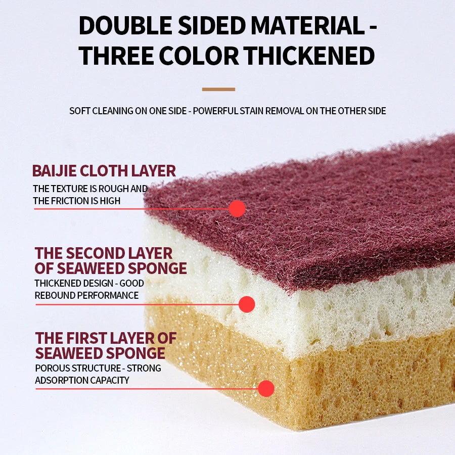 High-Density Kitchen Cleaning Sponge Cloth - Non-Greasy Dishwashing & Pot Scrubbing Cleaning Cloth