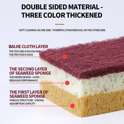 High-Density Kitchen Cleaning Sponge Cloth - Non-Greasy Dishwashing & Pot Scrubbing Cleaning Cloth