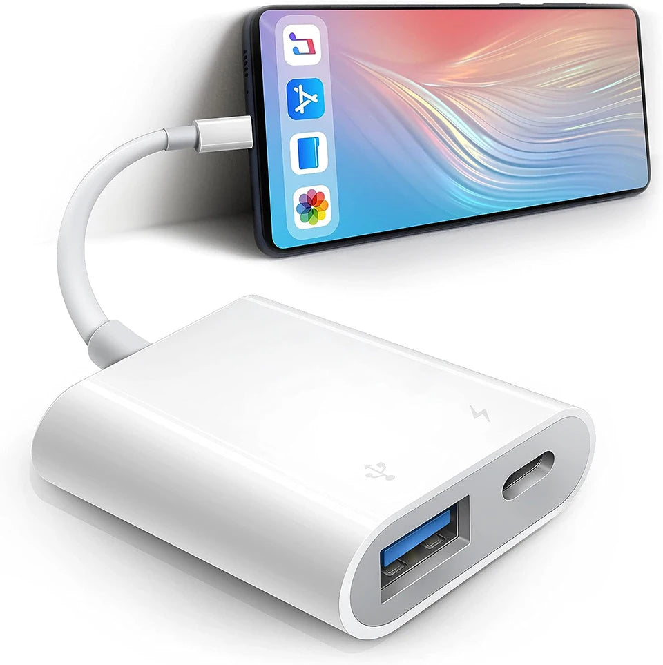 OTG Adapter for iPhone – Lightning to USB 3.0 Converter for iPhone 14/13/12/11/XR/8 Plus, Supports Mouse, Keyboard, Camera & Card Reader