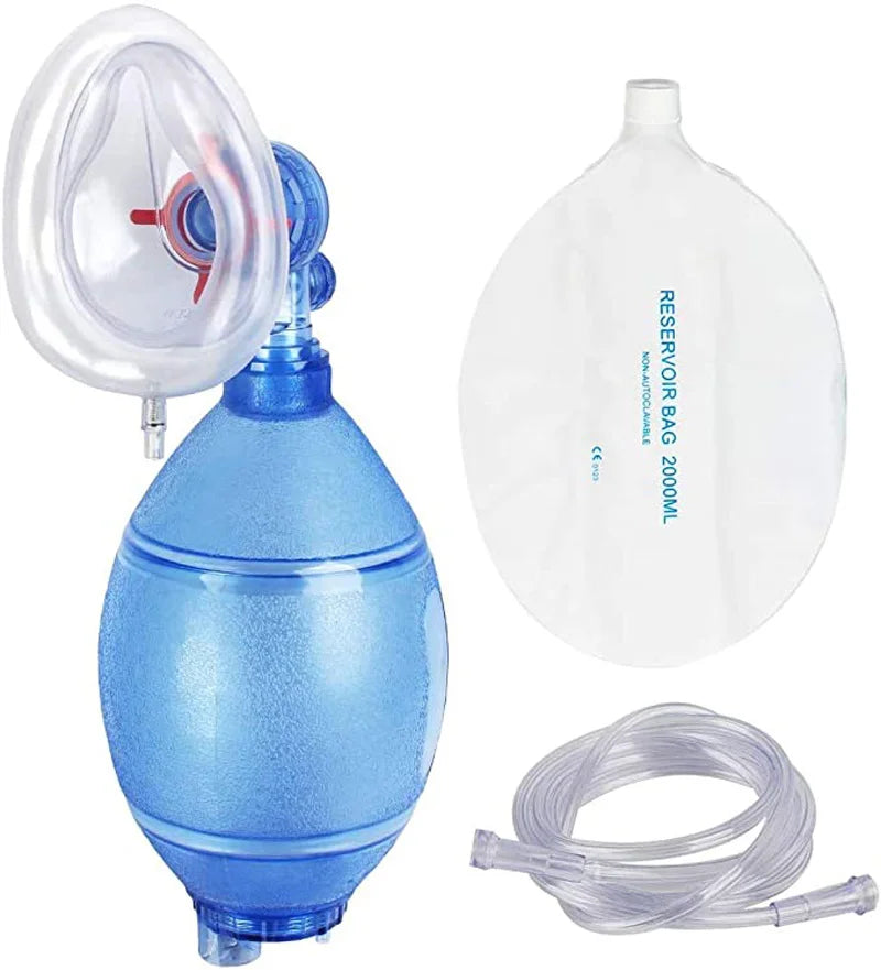 First Aid Resuscitation Ambu Bag — PVC Adult, Child & Infant Emergency Manual with 1600ml/2000ml Reservoir