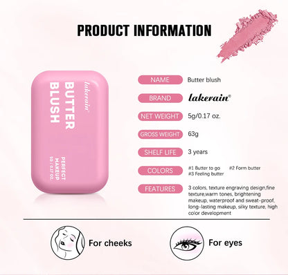 Professional Makeup Powder Blush - 12HR Wear, Vegan Formula, Pink Cream Blusher Palette for Face Cosmetics