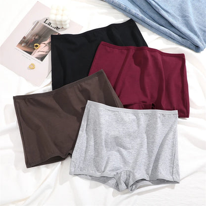 New Women’s Cotton Seamless Sports Panties – Solid Color Boxers, Cozy Lingerie Underwear XS-XL