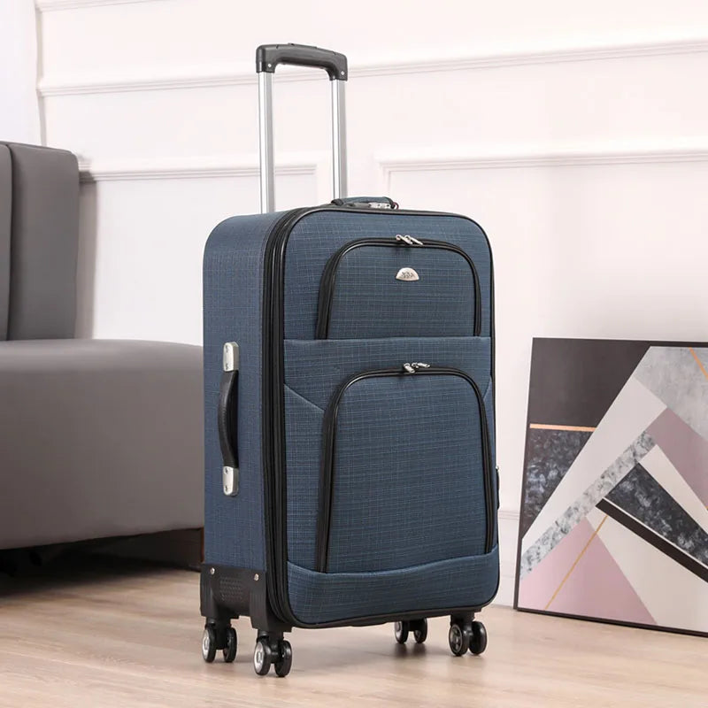 Ex Canvas Travel Suitcase – Trendy Fashionable Rolling Luggage with Combination Lock & 360° All-Direction Wheels for Business Travel