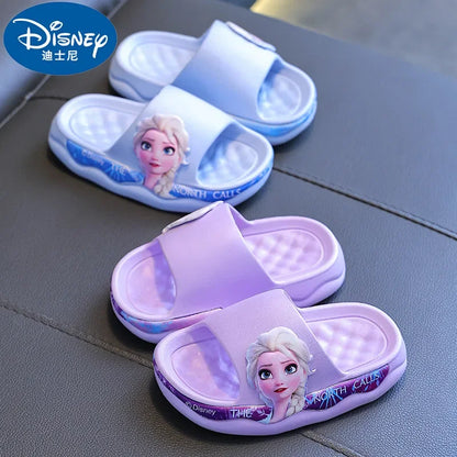 Disney Frozen Elsa Girls Slippers — Cute Cartoon Anti-Slip Soft Sole Summer Sandals