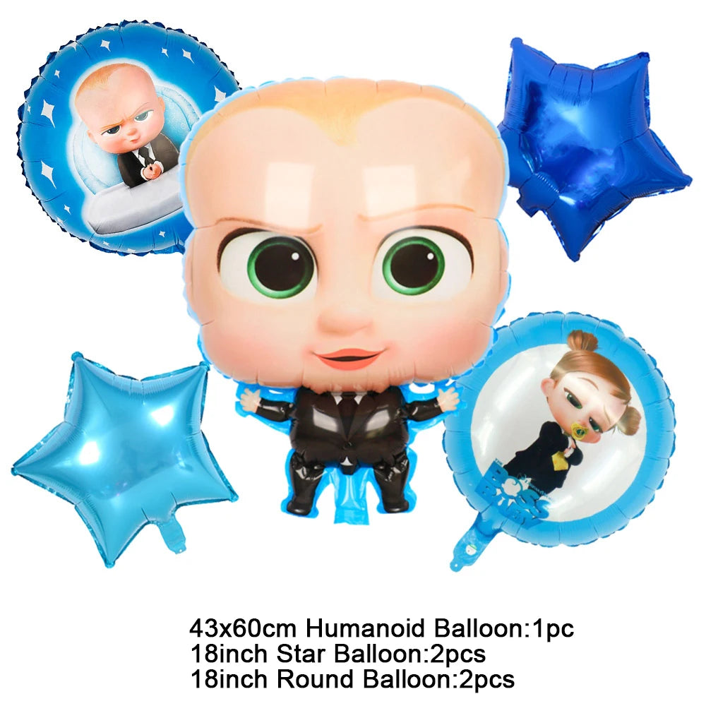 Cartoon Boss Baby Birthday Party Set - Disposable Tableware, Backdrop & Balloons for Kids Baby Shower Decor