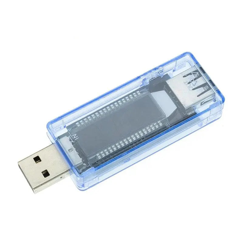 USB Battery Tester & Voltmeter - Transparent Blue Charger Meter for Mobile Power - Smart Home Portable Timing Test - V20 Compatible