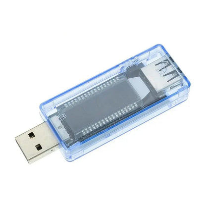 USB Battery Tester & Voltmeter - Transparent Blue Charger Meter for Mobile Power - Smart Home Portable Timing Test - V20 Compatible