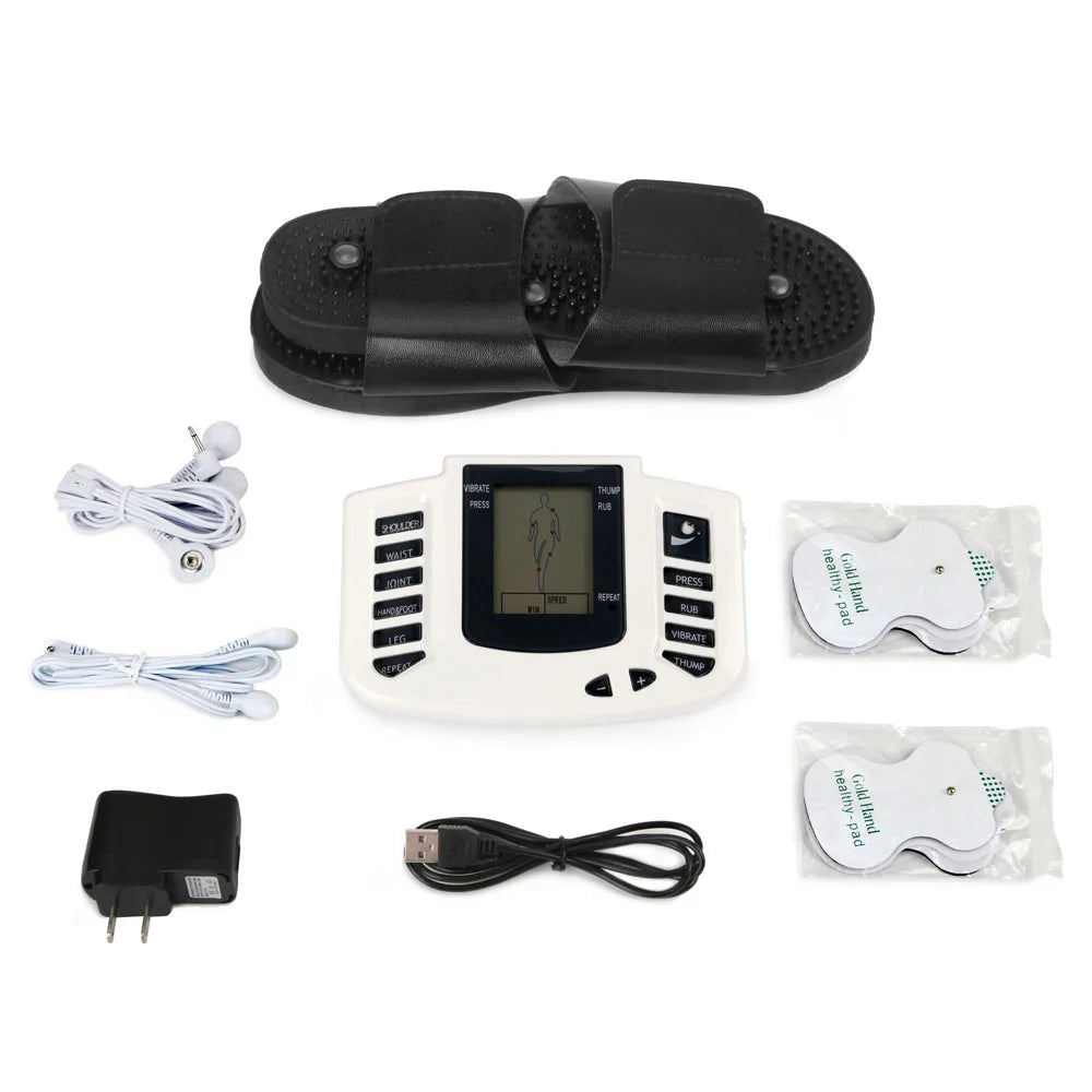 Full Body EMS Muscle Stimulator — Digital TENS Acupuncture Massager with 16 Pads and Meridian Therapy Set