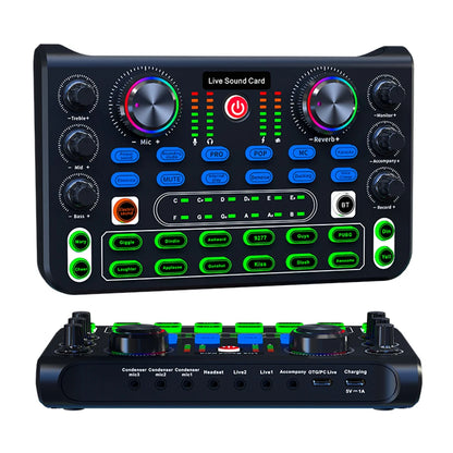 X60 Voice Changer Sound Card – Sound Mixer Board with Multiple Effects for Live Streaming & Music Recording