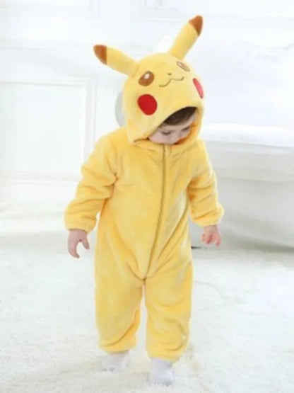 Baby Cosplay Bodysuit – Snorlax & Dinosaur Flannel Jumpsuit for Newborns 0-3 Years, Halloween Costume