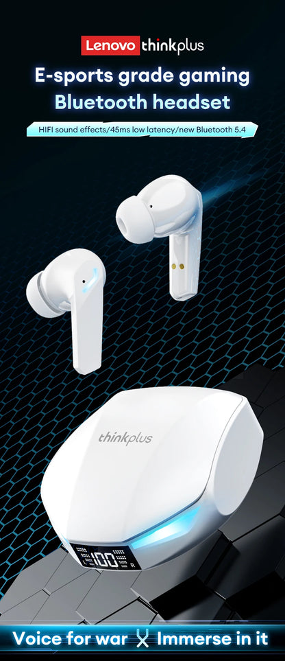 Lenovo GM2 PRO MAX Wireless Earbuds – Bluetooth 5.4, LED Display, Waterproof, Low Latency Gaming Headset