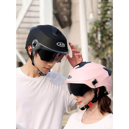 LED Motorcycle Helmet with Double Visor – Rechargeable Electric Scooter & Bicycle Safety Helmet for Men & Women Night Riding Protection
