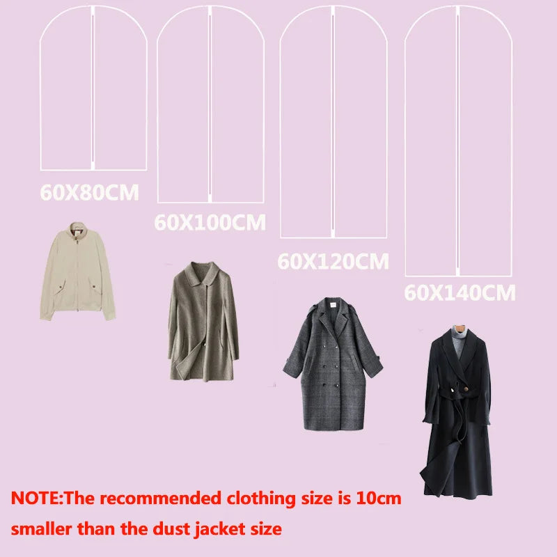 Dust-Proof Garment Protector Cover Bag: Fully Enclosed Clothes Storage with Zipper - Durable Hanging Clothes Bag