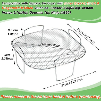 Air Fryer Baking Accessories Set – Wire Oven Grill Rack for 3-5.8QT COSORI, Gowise, Phillips, Ninja, Cozyna