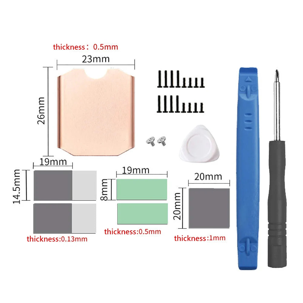 FinalCool TN30 Copper Heat Sink & Thermal Pad — Cooling Accessory for Steam Deck Console & M.2 2230 SSD