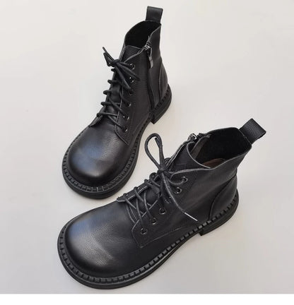 Careaymade 100% Genuine Leather Wide Casual Women’s Short Boots – Big Size, Handmade Men’s Wool Boots