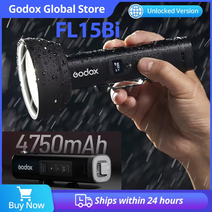 Godox FL15Bi Bi-Color LED Video Light - 2800K–6500K Portable Handheld Light with 11 FX Effects for Photography & Vlogging