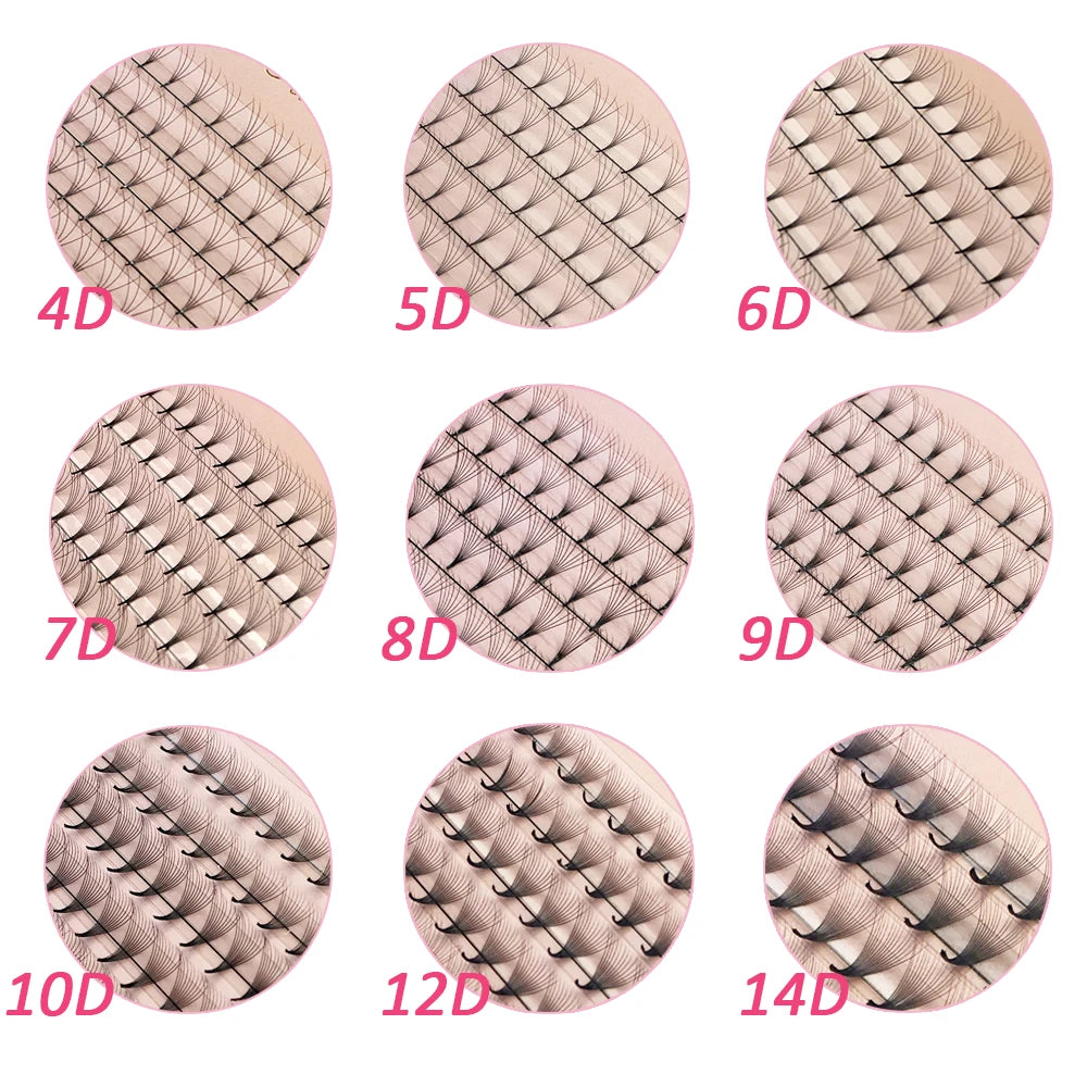 Goddess Premade Volume Lash Fans — 4D to 20D Faux Mink Individual Eyelash Extensions, Pointy Stem 320 Fans