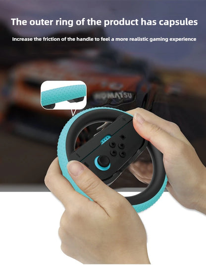 2PCS Racing Steering Wheel for Nintendo Switch Joy-Con Controllers — Hand Grip for Mario Kart 8 Deluxe